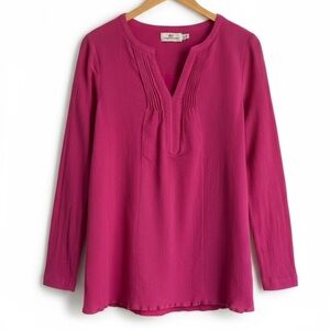 New Vineyard Vines Tunic Top Split Neck Blouse Coastal Preppy Resort Pink Medium